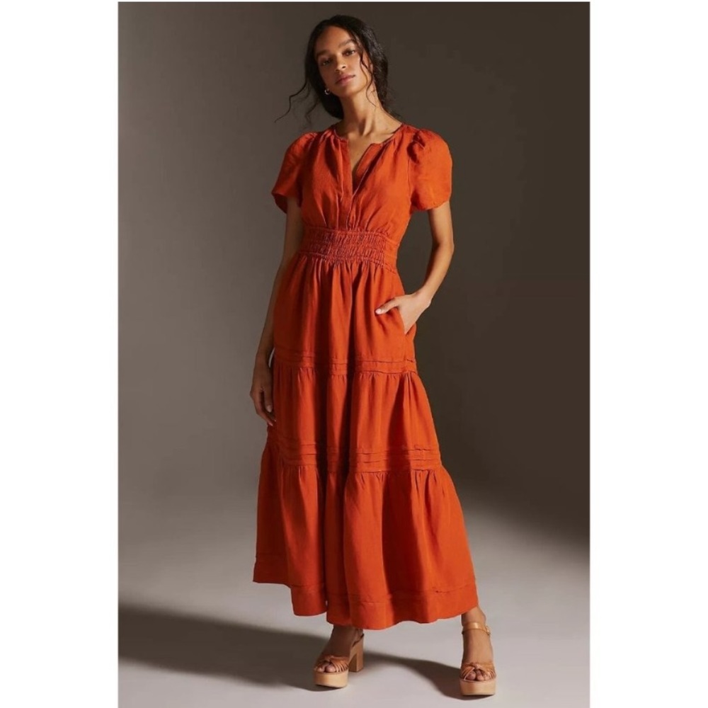 Anthropologie somerset maxi dress linen sz XL